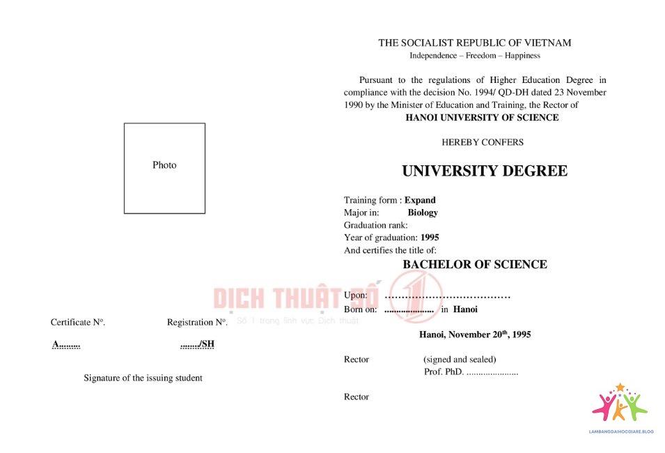 dịch bằng đại học sang tiếng anh - Hình 1