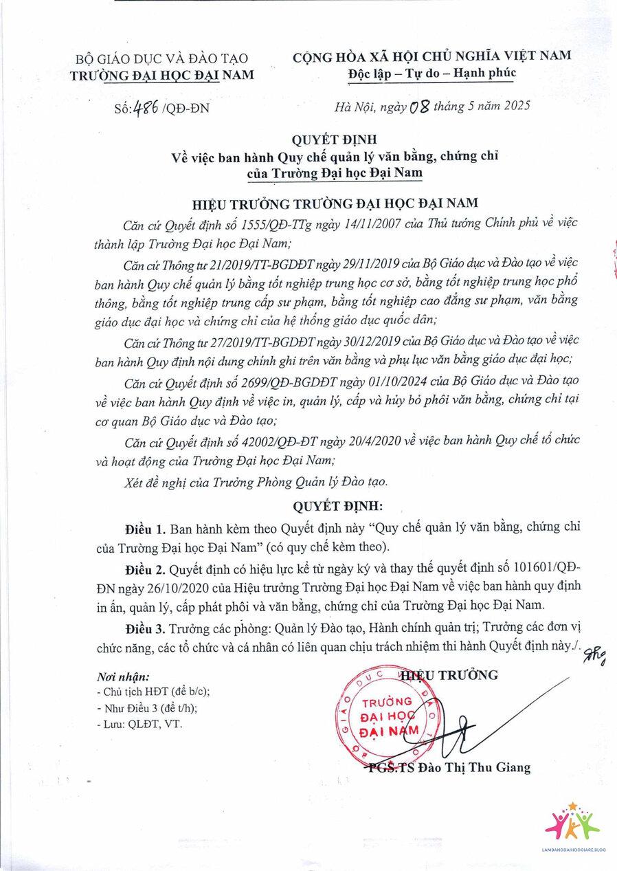 quy định quản lý văn bằng đại học - Hình 1