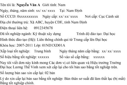thủ tục xin bản sao bằng đại học