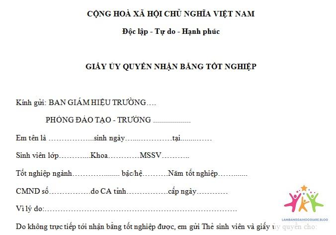 ủy quyền nhận bằng đại học - Hình 1