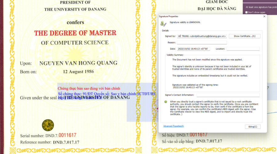 xác thực văn bằng điện tử như thế nào